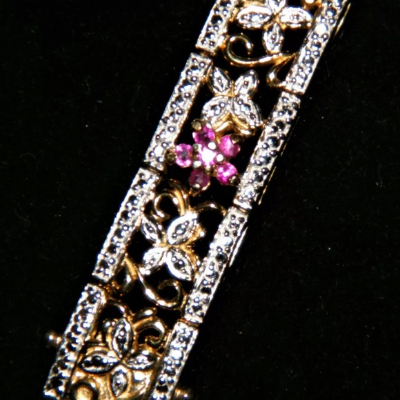 14k gold over  sapphire, emerald & ruby bracelet - Picture 7 of 8